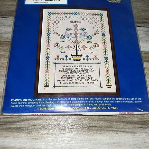 VTG Needles 'N Hoops Stamped Embroidery Cross Stich Kit Family Sampler No 172 - Picture 5 of 6